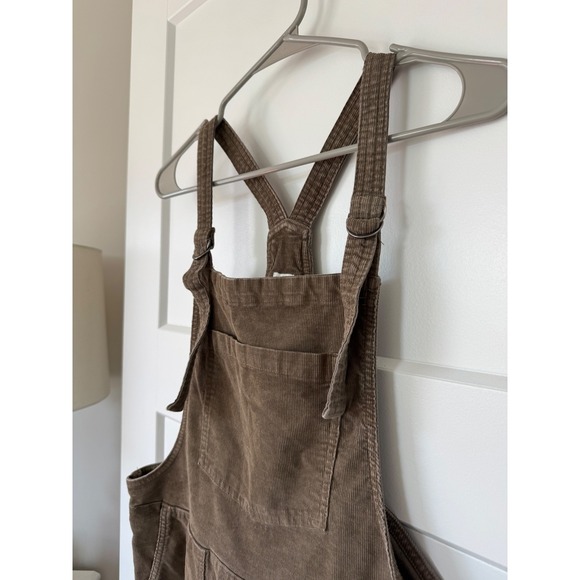 Aerie Brown Corduroy Overalls Wide Leg Adjustable Straps Size Medium M Brown - Picture 3 of 8